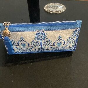 New Brighton, blue leather wristlet